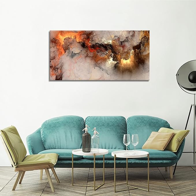 YYYYHPP YP1062 Abstract Clouds Modern Wall Art Decor Orange Abstract Poster Art abstract wall art for living room Bedroom Kitchen Home and Office Wall Decor