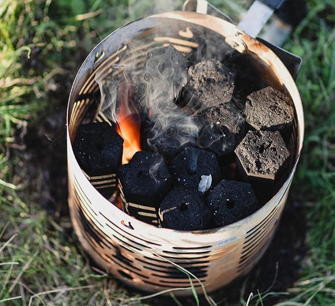 Nomad Fire 100% All-Natural Hardwood Charcoal | 10 LBS | Thai-Style Binchotan | Long Burning (4-6 hrs), High Heat, Low Ash, Low Smoke. Pro Charcoal for Nomad, Kettles, Kamados, Charcoal Smokers