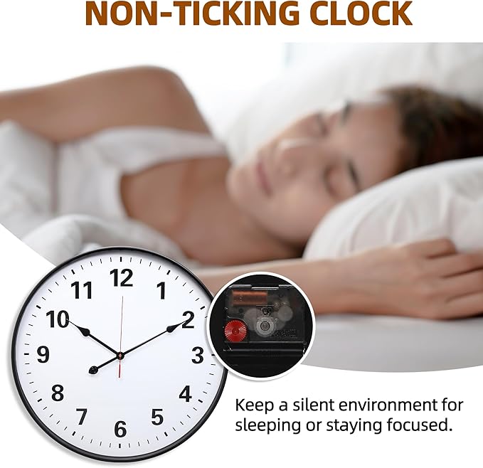 LEIKE Metal Large Wall Clock 24IN Black, Retro Silent Quartz Battery Operated, Decorative for Patio, Kitchen, Living Room, Bedroom, Pool