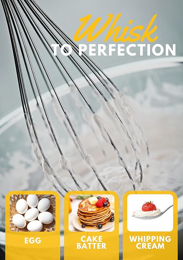 MegaWise 3-in-1 Hand Blender Set with Variable Speed Control, 400W Immersion Blender - Includes Whisk, Milk Frother, Chopper, and Beaker for Smoothies, Soups, and Baby Food (RED)