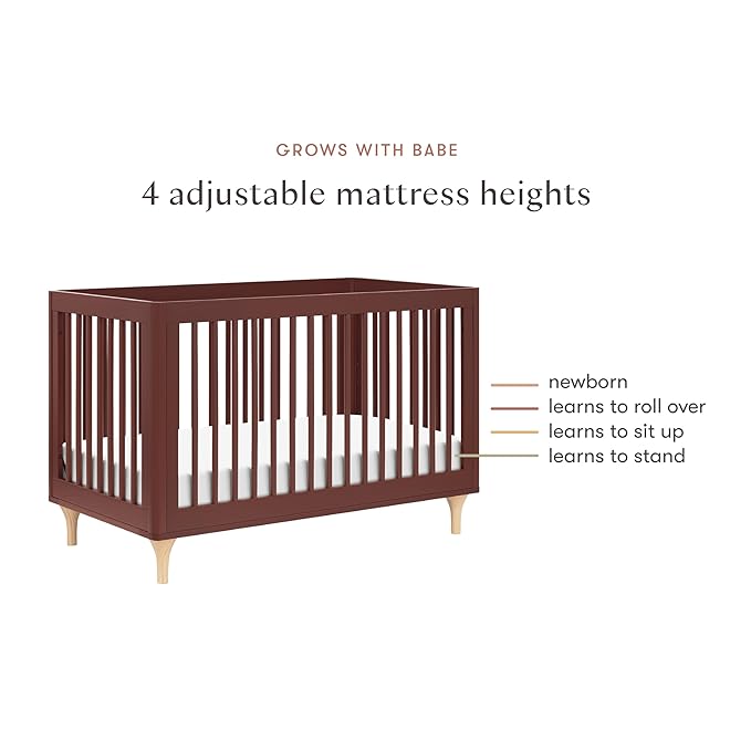 Babyletto Lolly 3-in-1 Baby Crib Convertible to Toddler Bed & Daybed - Easy to Assemble Wood Crib - GREENGUARD Gold Certified - 4 Adjustable Mattress Heights - Includes Toddler Conversion Kit, Crimson