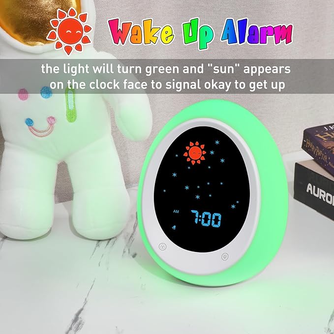 Ok to Wake Clock, Sleep Training Kids Alarm Clock with Sun & Moon, Green Light Red Light, Nap Timer for Toddler Children