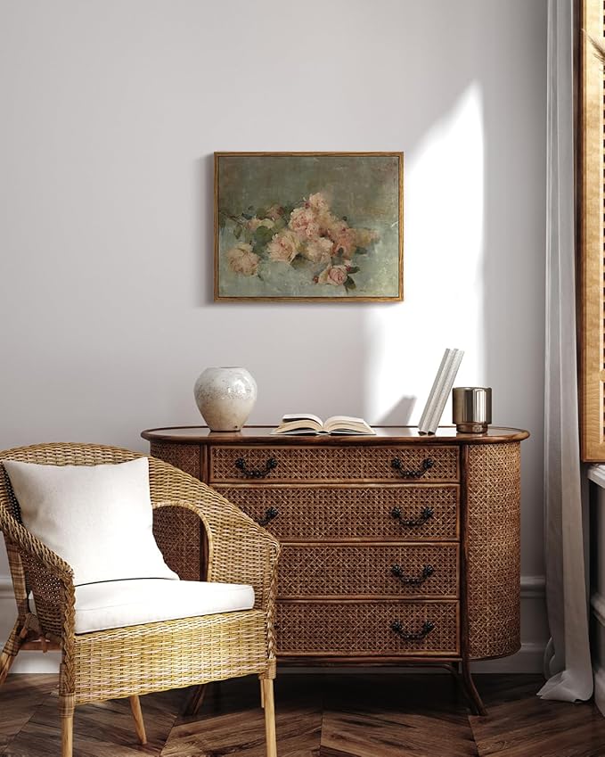 InSimSea Framed Wall Art for Living Room Decor Classical Oil Painting Roses Canvas Prints Vintage Wall Art Decorations for Bedroom Home Office Bathroom Decor 11x14in