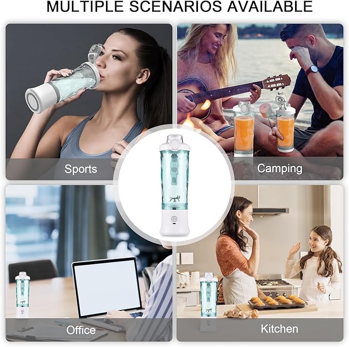 20 Oz Portable Blender for Shakes Smoothies, Travel Gym Home Office, Personal Size with 6 Blades, Waterproof USB Rechargeable Handheld Blender Cup, Black