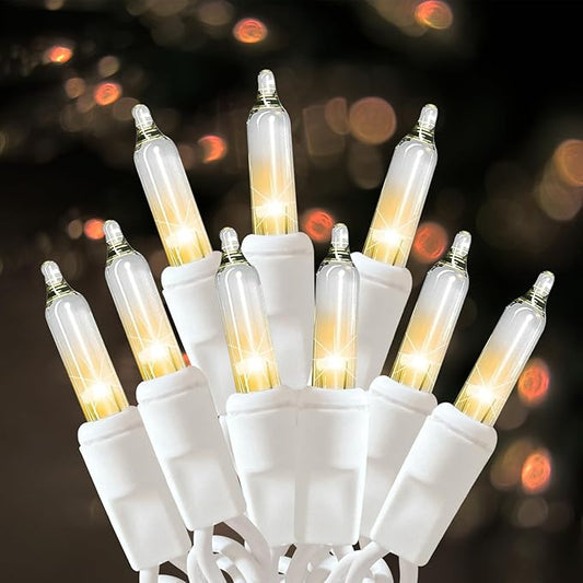 Christmas Lights 100 Count Clear Christmas Tree String Lights with White Wire for Outdoor Indoor Christmas Decorations Wedding Decorations Valentines Day Decor,UL Certified (21feet)