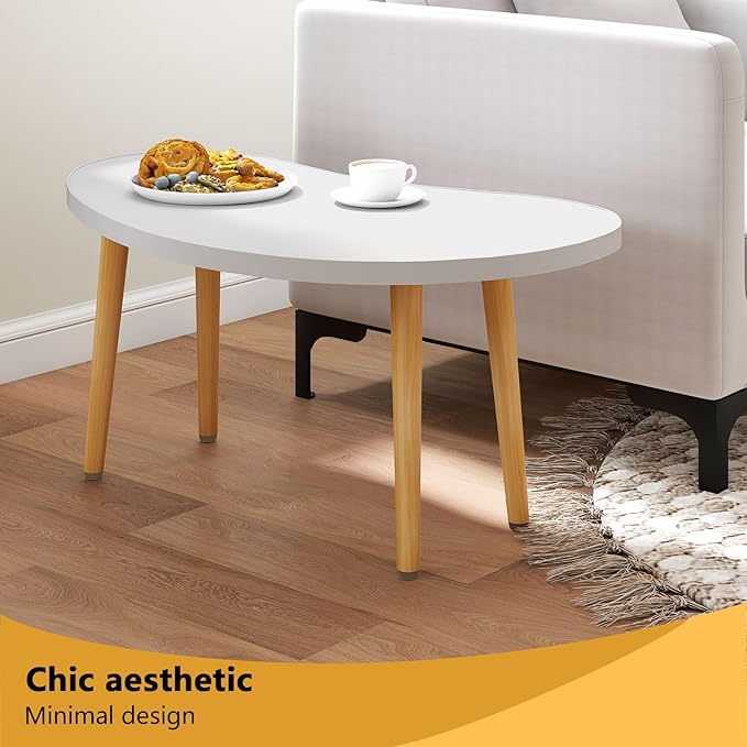 Mango Coffee Table Low Table with 4 Solid Wood Sturdy Legs, Floor Table Desk for Sitting on The Floor, Storage and Living Room Furniture (White)