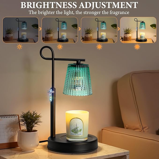 Candle Warmer Lamp with Timer Dimmer, Adjustable Height Wax Warmer Lamp for Jar Candle, Wax Melter House Warming Gifts New Home Décor, Birthday Gifts for Women Mom (Gold)