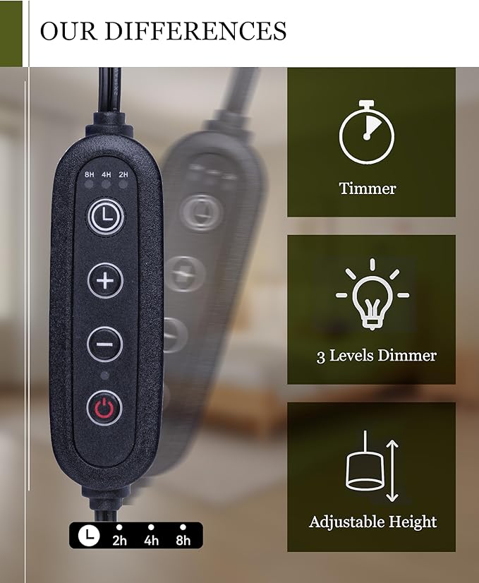 Candle Warmer Lamp with Timer, Dimmer & Adjustable Height, 25MM Rubber Wood, 2 Blubs, Fit All Size Jar Scented Candles, Safe Aromatherapy Light for Sleep, Work, Yoga, Bedroom, Office, Gift for Women