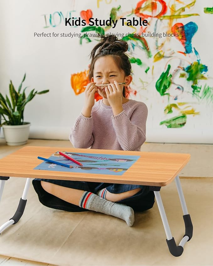 Ruxury Folding Lap Desk Laptop Stand Bed Desk Table Tray, Breakfast Serving Tray, Portable & Lightweight Mini Table for Sofa Couch Floor - - Wood