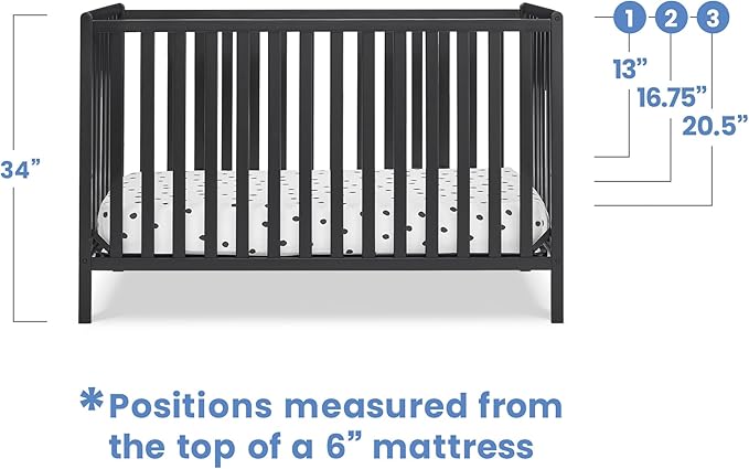 Delta Children Heartland 4-in-1 Convertible Crib, Black