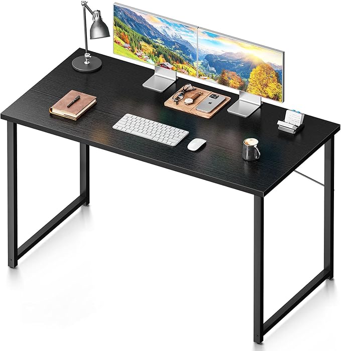 Coleshome 48 Inch Computer Desk, Modern Simple Style Desk for Home Office, Study Student Writing Desk, Black