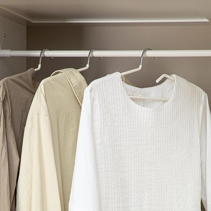 SHIMOYAMA Non-Slip Metal Clothes Hangers - 5 Pack, Space-Saving Short Neck Hangers for T-Shirts, Dresses, Tank Tops (White)