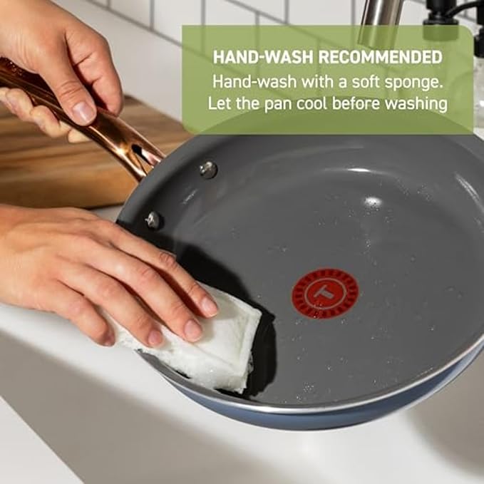 T-Fal Preserve Ceramic Nonstick Frying Pan Skillet 12-inch, Made without PFOA and PTFE, Oven Broiler Safe up to 350°F Cookware, InoCeram Glide Technology, Frying Pan, Skillet Pots & Pans, Blue