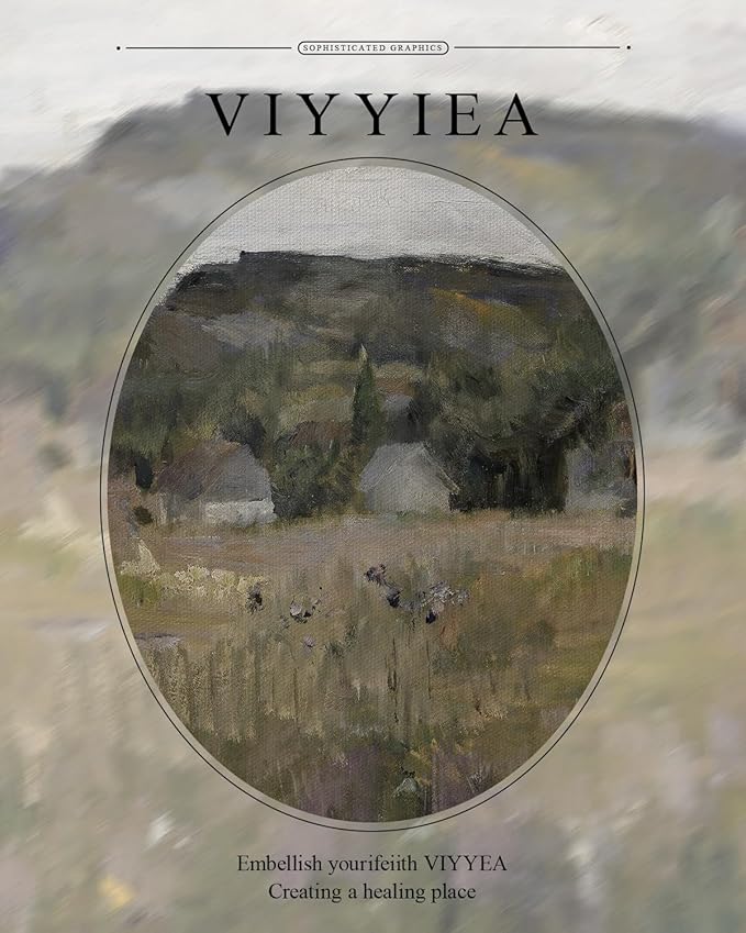VIYYIEA Gold Framed Wall Art Canvas Print Home Decor Vintage Landscape Art Prints Wall Decor Abstract Serene Countryside Scene Wall Prints Mid Century Modern Decor for Living Room Bedroom 11x14in