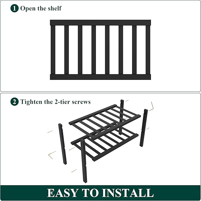 Smiry Bamboo Shoe Rack for Closet, 2 Tier Small Wooden Stackable Shoe Organizer, Free Standing Shoes Storage Shelf for Entryway, Front Door Entrance, Black