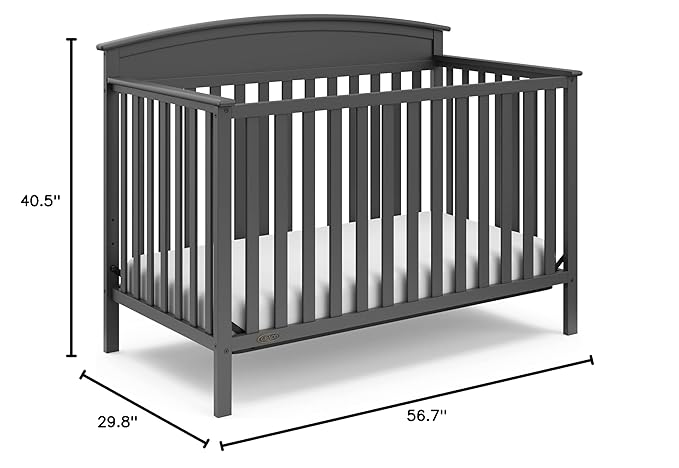 Graco Benton 5-in-1 Convertible Crib (Gray) – GREENGUARD Gold Certified, Converts from Baby Crib to Toddler Bed, Daybed and Full-Size Bed, Fits Standard Full-Size Crib Mattress