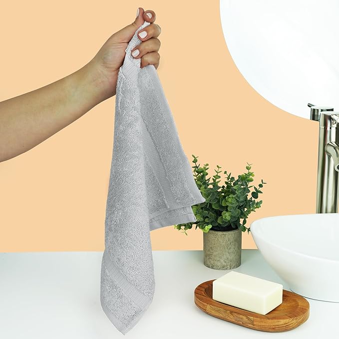 Chakir Turkish Linens Premium Cotton Absorbent Turkish Towels (Washcloths - 12 Piece, Silver Gray)