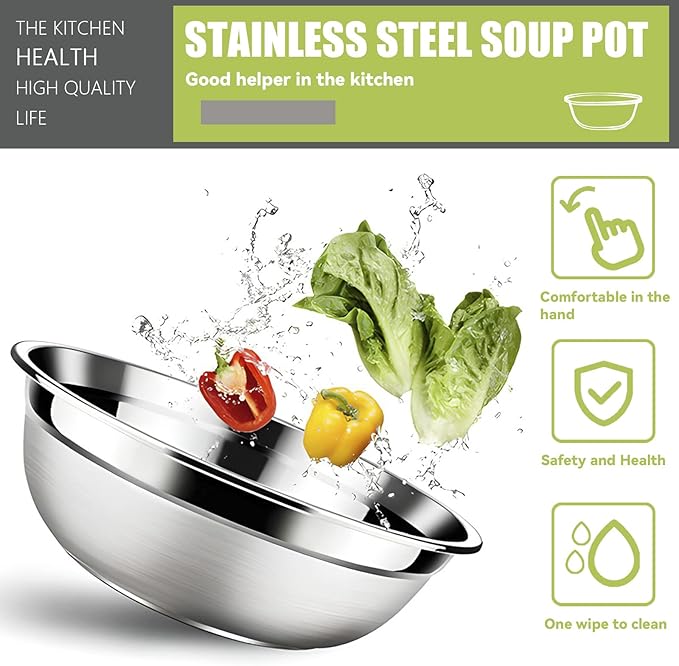 304 Stainless Steel Mixing Bowl, 4pcs 23 Oz Stainless Steel Bowls, 6.3" Non-Slip Bottom Metal Bowl, Stainless Steel Mixing Bowls for Kitchen