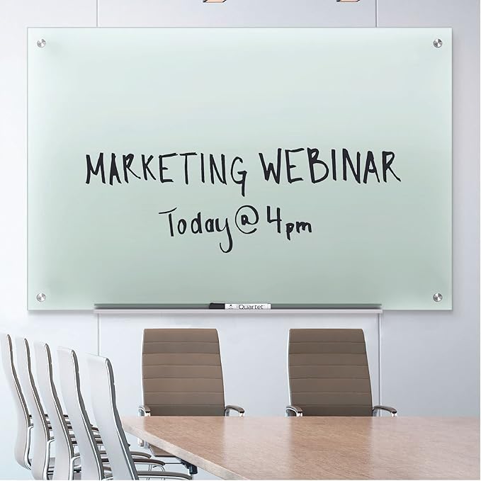 Quartet Whiteboard, Glass Dry Erase Board, Non-Magnetic, 48"W x 36"H, Infinity Frameless Mounting, White Surface, Accessory Tray, and 1 Dry Erase Marker (G4836NMW)