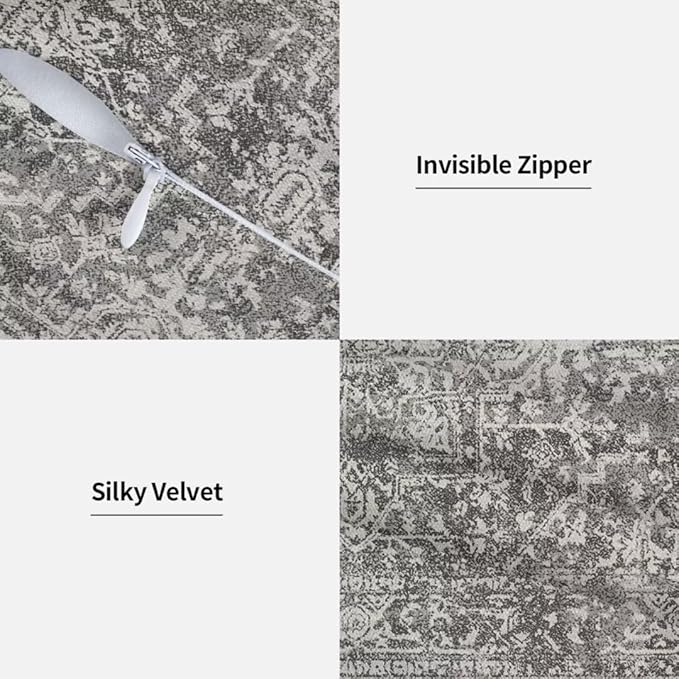 Black Grey Boho Pillow Covers 18x18 Set of 2, Bohemian Carpet Pattern Decorative Throw Pillows Ethnic Rustic Farmhouse Cushion Cases Linen Gifts for Couch Sofa Outdoor Decor