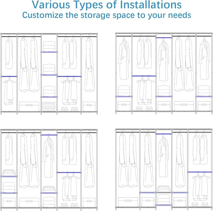 VIPEK V50 Extra Large Portable Closet Rack Bedroom Armoire Freestanding Wardrobe Closet, Heavy Duty Clothes Rack Multi-Functional Metal Clothing Rack for Hanging Clothes, Max Load 1300lbs, Gold