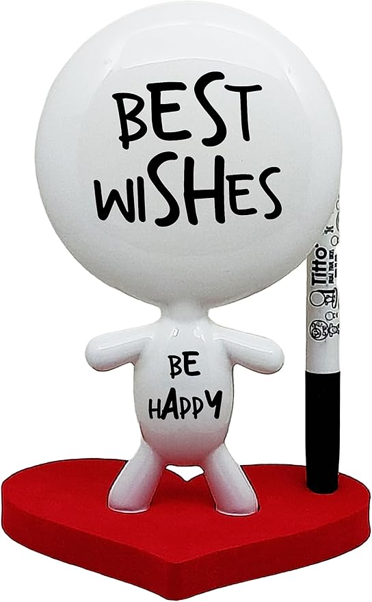 Dry Erase Board - TITTO in Love, Draw Your Ideas - Ceramic Desk Coworkers Whiteboard Doll - Red Office Decor Design - Back to School Love Gifts - RED