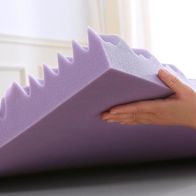 MUXHOMO 2 Inch 7-Zone Twin Mattress Topper, Egg Crate Foam Mattress Topper Twin Size for Back Pain, Lavender Cooling Gel Infused Bed Pad, CertiPUR-US and Oeko-TEX Certification (38"×75")