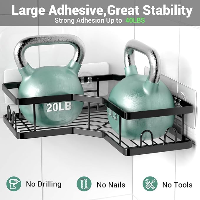 Corner Shower Caddy Bathroom Organizer Adhesive Shower Rack Bathtub Shelves - 3Pack No Drilling Shower Shelf - Rustproof Bath Tub Organizer