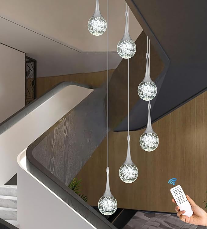 Flashing God Pendant Lights Kitchen Island 6-Lights Pendant Chandelier for Dining Room Hallway Stairwell LED Dimmable 2700K-6000K