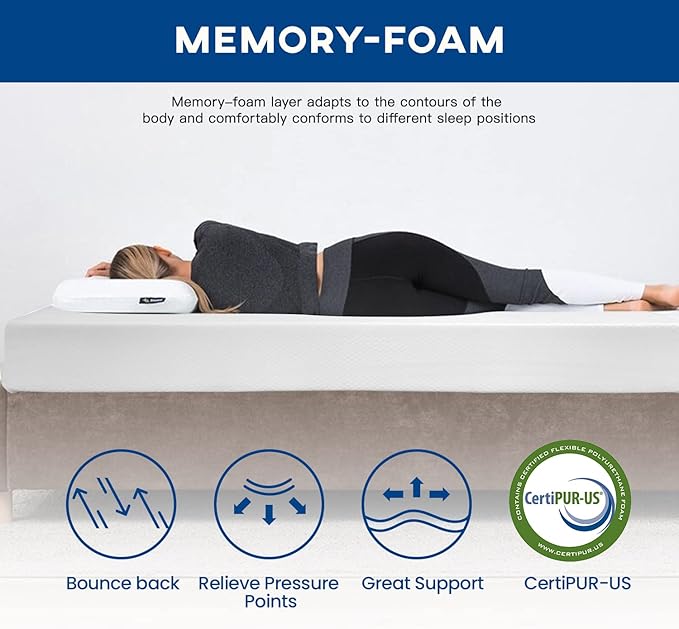 6/8/10/12 inch Gel Memory Foam Mattress for Cool Sleep & Pressure Relief, Medium Firm Mattresses CertiPUR-US Certified/Bed-in-a-Box/Pressure Relieving (10 in, Queen)