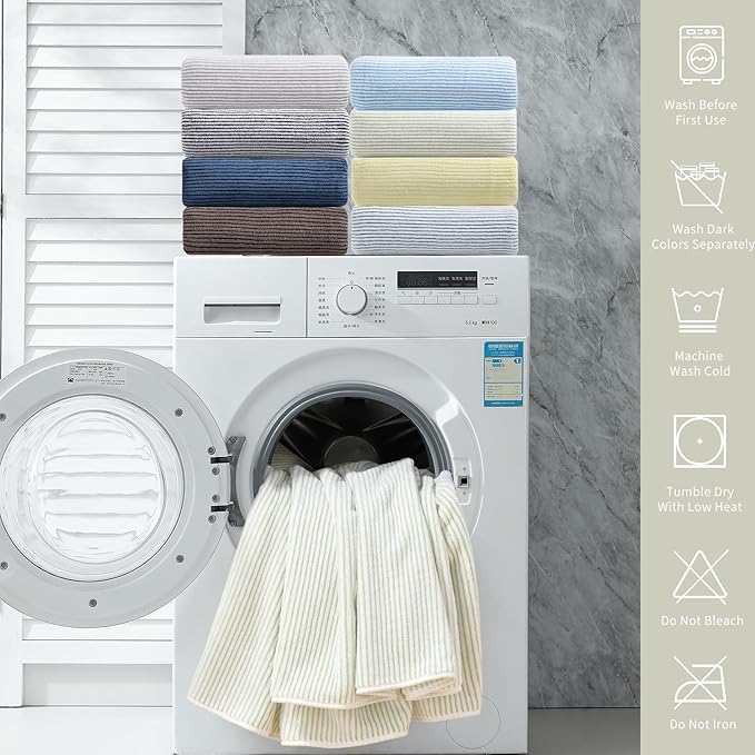 4 Piece Bath Towel Set 35"x70"Oversized Bath Towel for Bathroom Ultra Soft Fluffy Extra Large Bath Sheet Luxury Premium Bathroom Towel Highly Absorbent Quick Dry Shower Towel for Hotel Spa,Green White