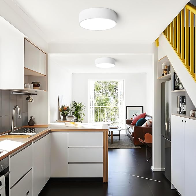 Dimmable LED White Flush Mount Ceiling Light Fixture,Modern Round Hallway Lighting Fixtures,5CCT 2700K-6000K Ceiling Lights Fixtures for Kitchen Bedroom Entryway Laundry Room Closet 11.8 Inch