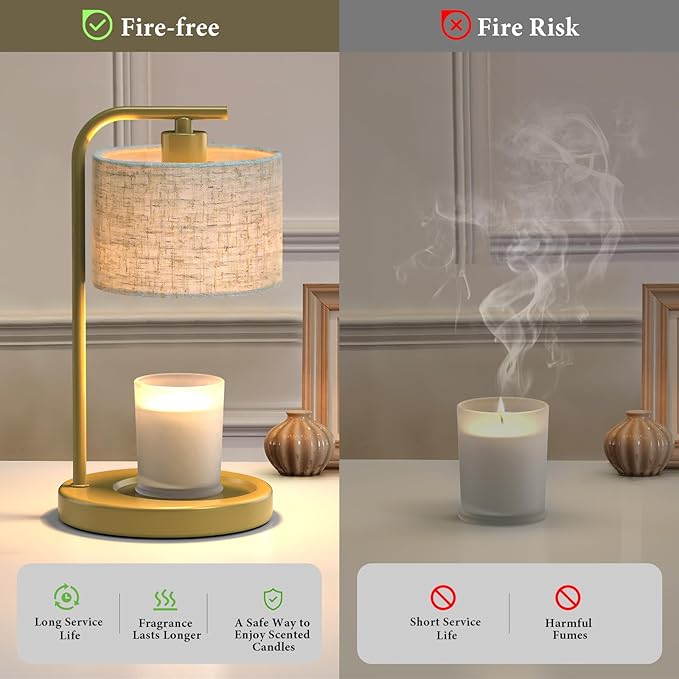 Gold Candle Warmer Lamp with Timer Dimmer, Electric Candle Warmer Wax Heater, Birthday Gifts for Women Her, Mom, House Warming Gifts New Home