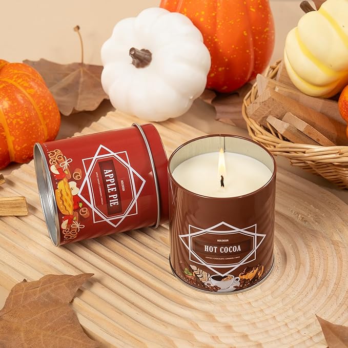 Fall Scented Candle – Hot Cocoa Soy Candle 9oz, 50 Hour Burn, Non-Toxic Autumn Decor, Holiday Gift for Women & Men