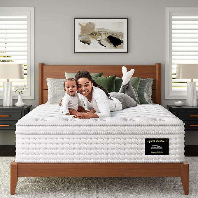 FP FLEXPEDIC King Mattress, 12 Inch Cooling Gel Memory Foam Mattress, Breathable Hybrid Pocket Spring Firm 7-Zone Mattress, Pressure Relief, Fiberglass-Free & CertiPUR-US, No Odor, 365 Night Trial