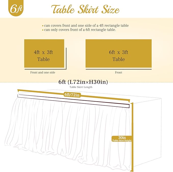 Suppromo Black Tulle Table Skirts for Birthday Party Hallowwen 6ft Ruffle Tutu Black Table Cloth for Rectangle Tables or Round Tables for Baby Shower Graduation Wedding Banquet Buffet Decoraitons