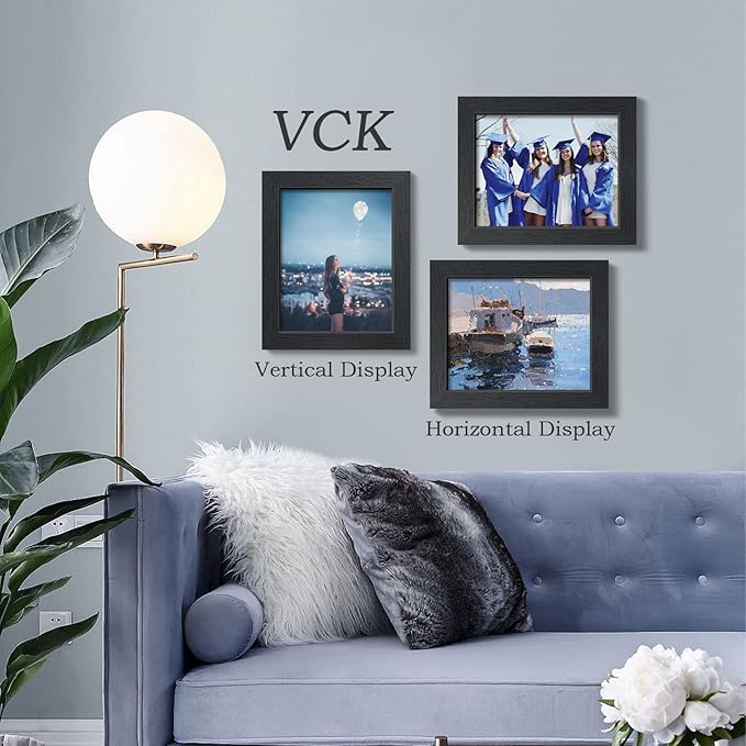 VCK 8x10 Picture Frame Set of 4 - Black, Gallery-Quality Wood Poster Frames, 1.1-Inch Wide Border, Polished Plexiglass, Vertical or Horizontal Wall & Tabletop Display for Photo/Art/Prints, Black