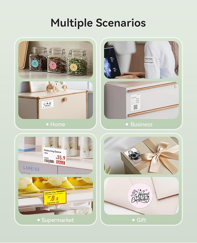 NIIMBOT B21 Pro Label Maker, 300DPI HD Label Printer, Ideal for Notes,Photos, Study Graphics, Memo Maker,50x30mm Label,230Pcs(Pine Green)