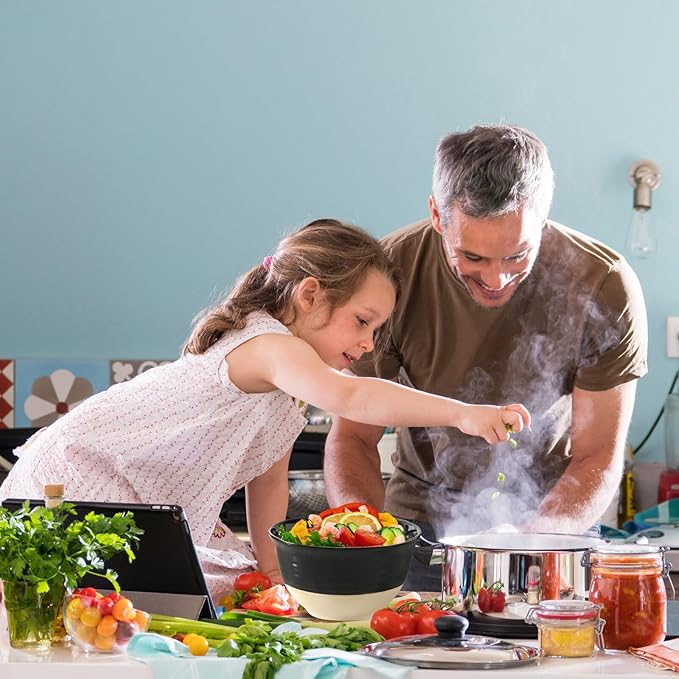 Hasense Ceramic Soup Bowls, 40 oz Large Salad Cereal Bowls Set of 4, Stackable Serving Bowls for Kitchen, Bowls for Pasta Ramen Noodle Pho, Dishwasher Microwave Safe, Gloss Black & Matte White