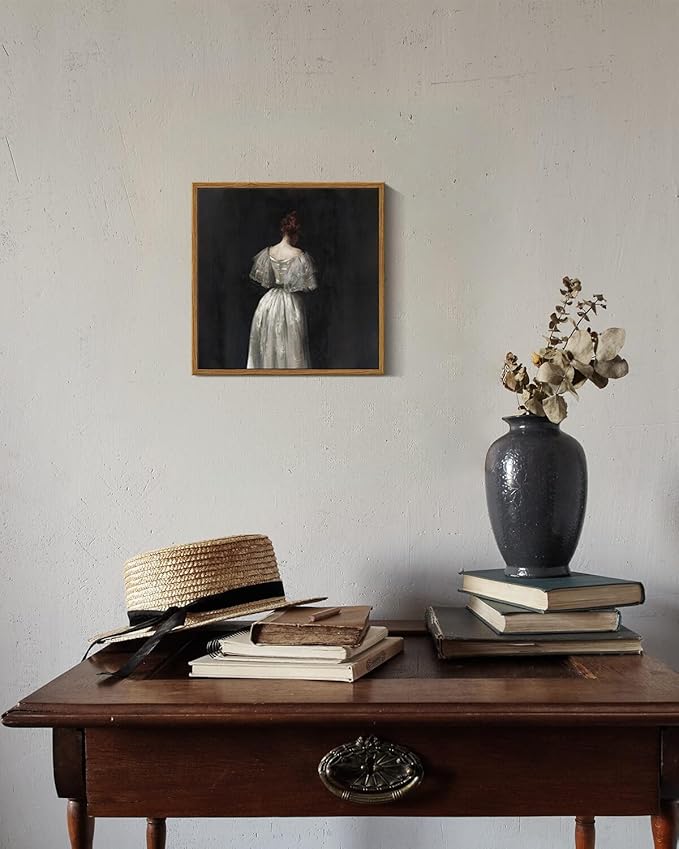 InSimSea Square Framed Canvas Wall Art, Home Decor Seventeenth Century Lady Classical Wall Art Painting, Desk Decor, Canvas Art Prints Wall Decor for Living Room Bedroom Bathroom 10"x10"