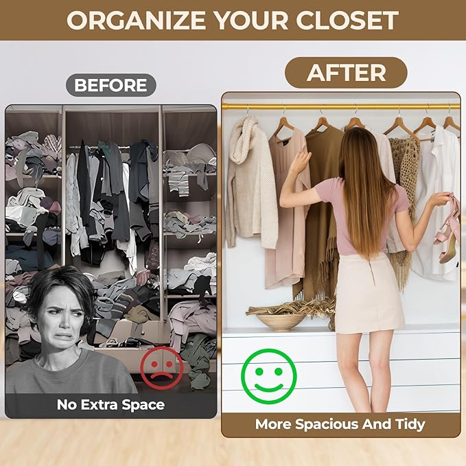 Mavivegue Closet Rod, 17 to 70 Inch Gold Adjustable Closet Rods for Hanging Clothes, Hanging Rod for Closet Wardrobes Laundry RV, Bathroom