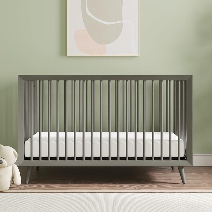 Child Craft Cranbrook 4-in-1 Convertible Crib, Baby Crib Converts to Day Bed, Toddler Bed and Full Size Bed, 3 Adjustable Mattress Positions, Non-Toxic, Baby Safe Finish (Lunar Gray)