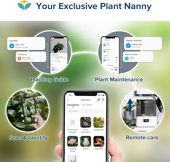 LEVOIT Smart Humidifiers for Bedroom Large Room Home,(6L) Cool Mist Top Fill Essential Oil Diffuser for Baby & Plants,Smart App & Voice Control, Rapid Humidification & Auto Mode-Quiet Sleep Mode, Gray