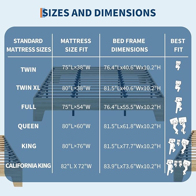 Garvee Wood Platform Bed Frame, Full Size Bed Frame, Wood Slat Support, No Box Spring Needed, Easy Assembly, Noise-Free Design, Underbed Space for Storage