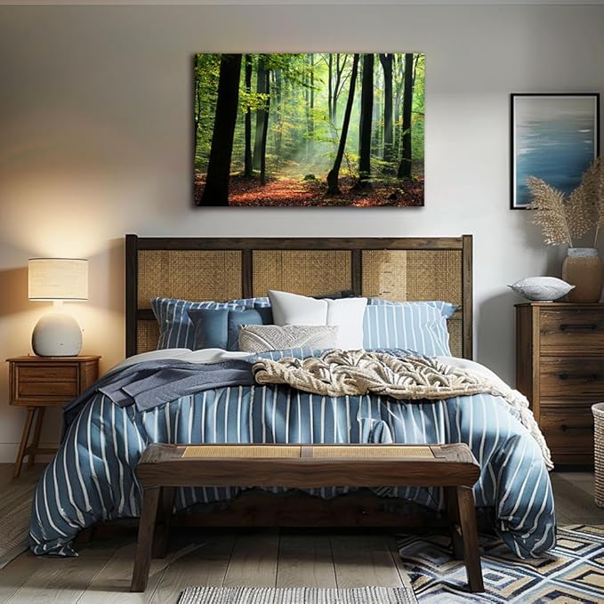 Nature Wall Art Forest Art Canvas Wall Decor Green Tree Canvas Print Artwork Decor for Living Room Mountain Wall Art Landscape Pictures for Bedroom Home Office Decorations 24x36Inch