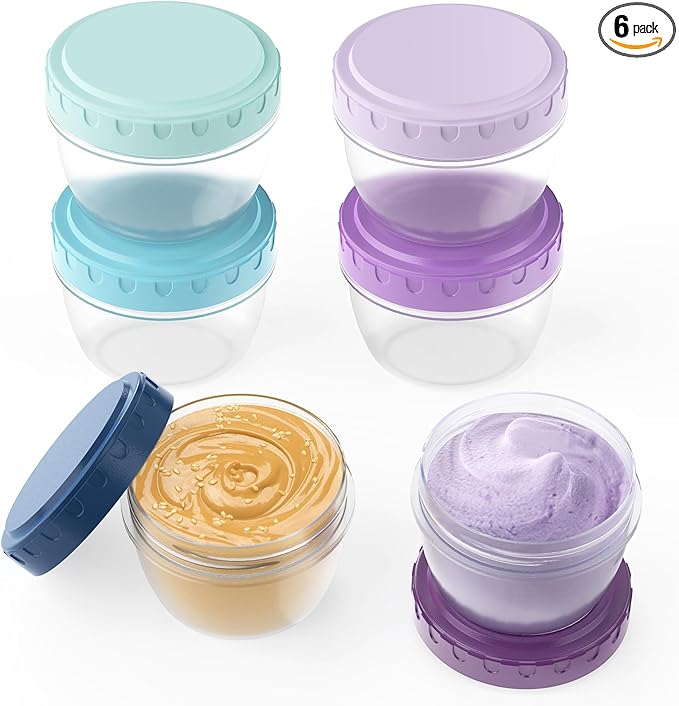 Salad Dressing Containers to Go, Condiment Jars with Leakproof Lids, BPA Free Reusable Food Storage for Lunch Box, Meal Prep & Travel, Dishwasher & Freezer Safe 2.7oz 6 Pack (Gradient Color)