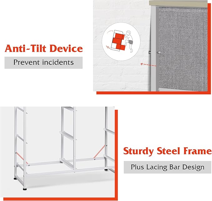 WLIVE Fabric Dresser for Bedroom, 6 Drawer Double Dresser, Storage Tower with Fabric Bins, Chest of Drawers for Closet, Living Room, Hallway, Light Grey