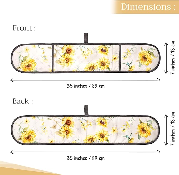 Maison d' Hermine Double Oven Mitts 100% Cotton 7"x35" Double Oven Mitt Heat Resistant BBQ Cooking Gloves with Loop, Baking, Grilling, Home, Kitchen, Handling Hot Pans Spring Summer (Candice)