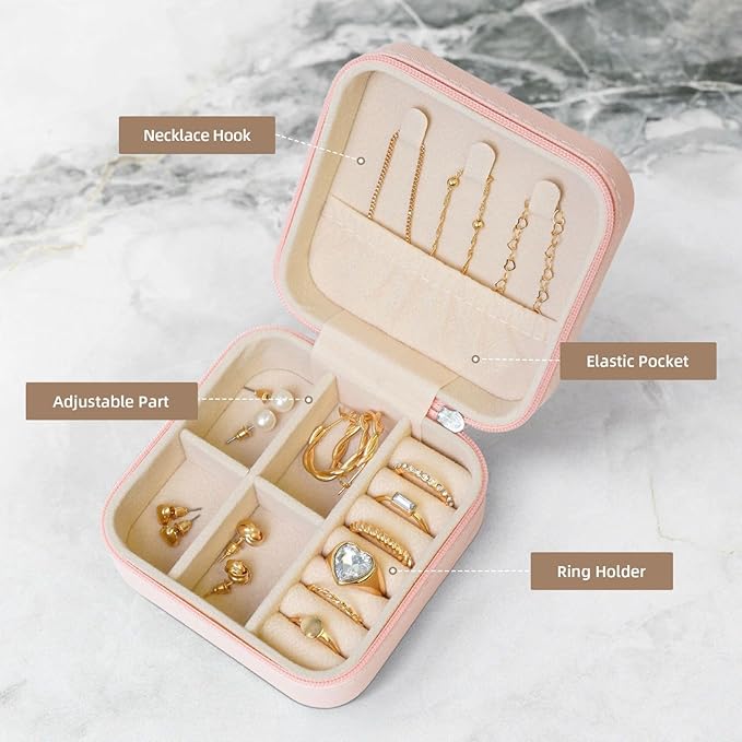 Personalized Jewelry Box Gifts for Women - Custom Jewelry Organizer with Image Text Logo - Customized Travel Leather Jewelry Case for Mom Wife Wedding Girls