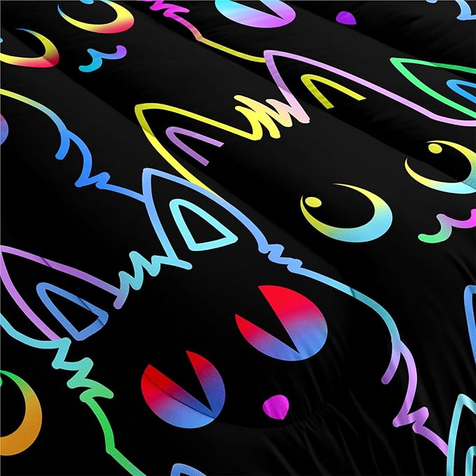 Cute Cartoon Cat Comforter Set for Girls - Twin Size Ultra Soft Cats Patterns Bedding Set With 1 Quilt and 1 Pillowcase